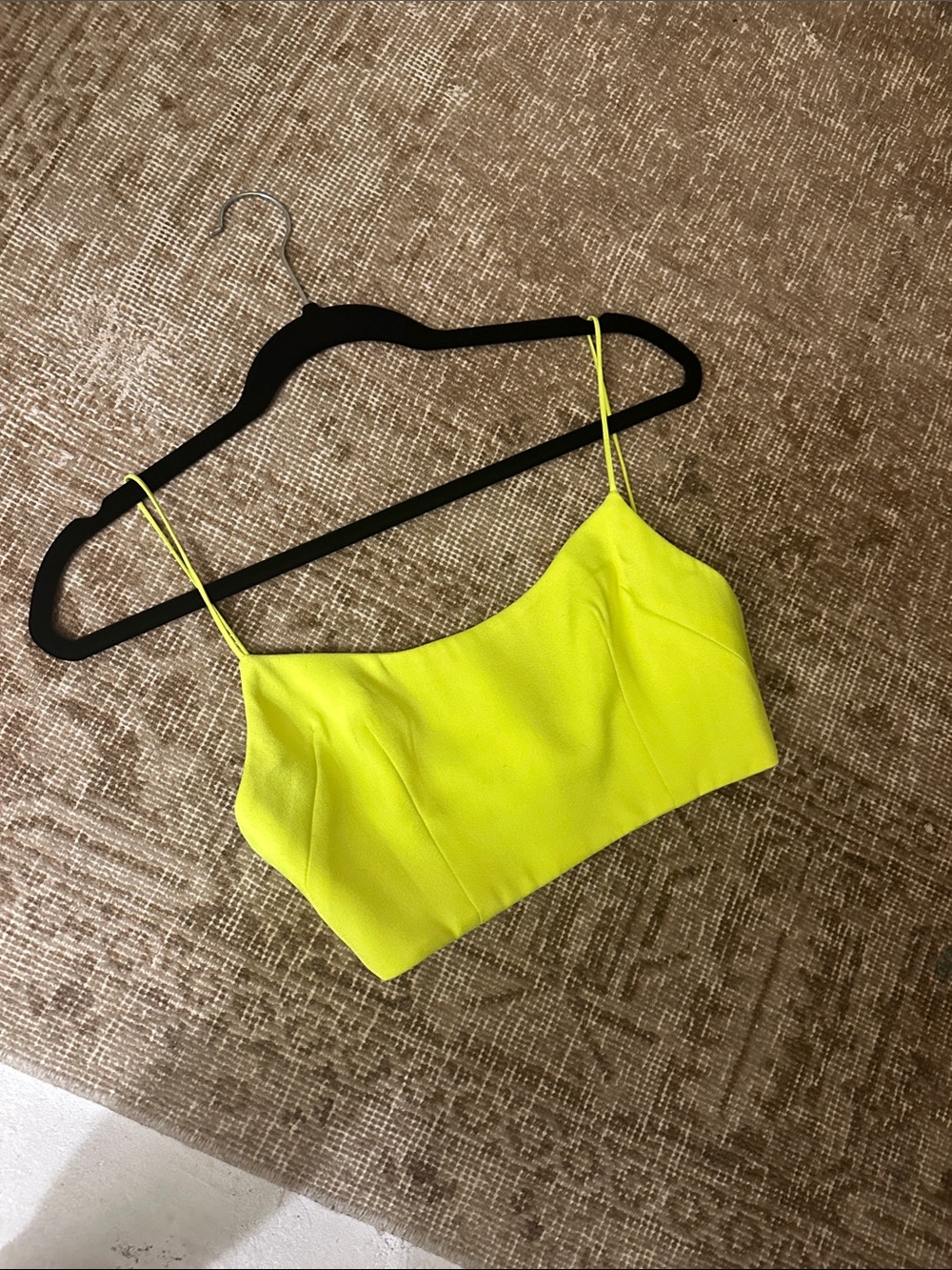 Alex Perry Neon Lime Spaghetti-Strap Crop Camisole
